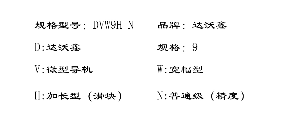 DVW9H-N寬幅微型導(dǎo)軌型號(hào)圖片